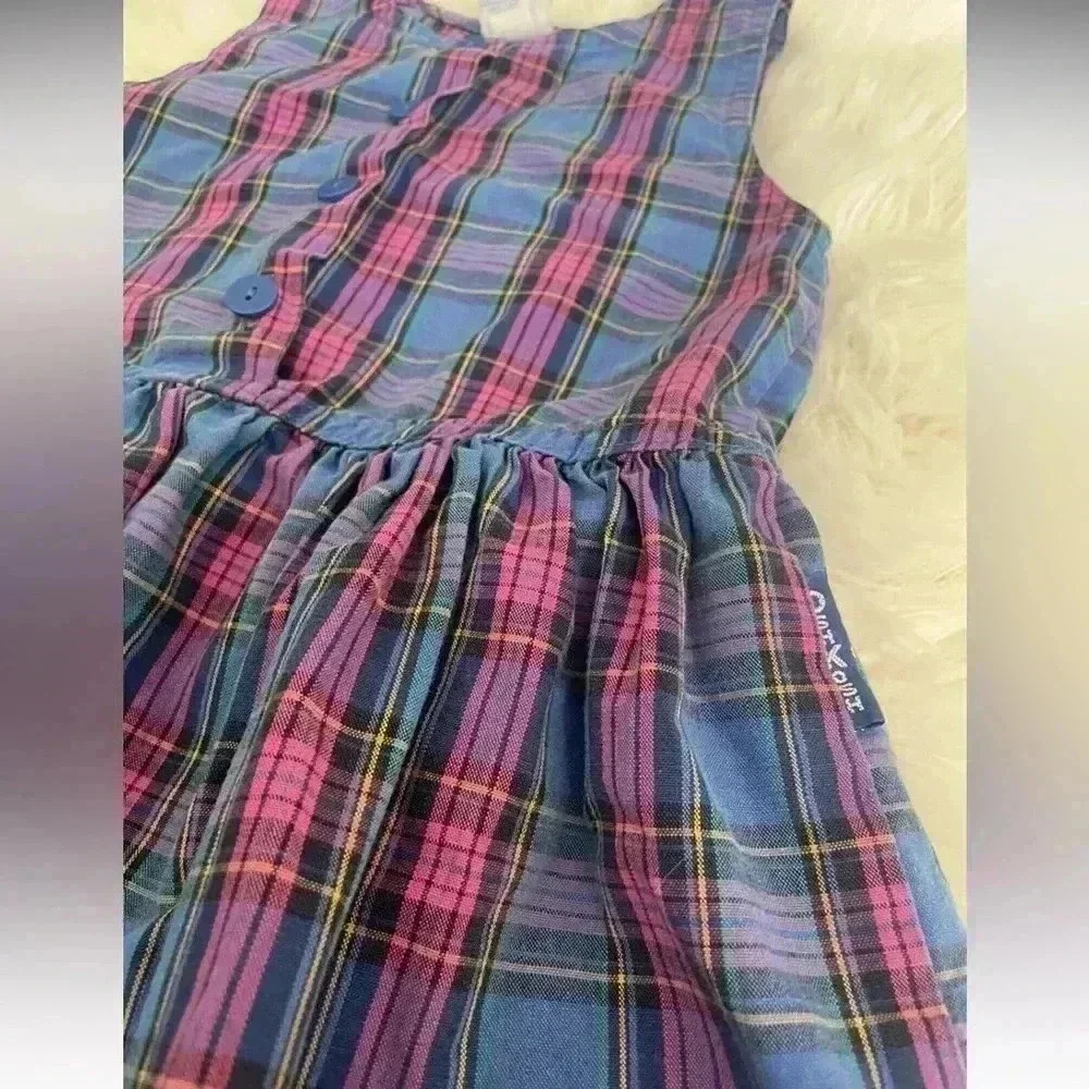 Vintage 90s Oshkosh Plaid Drop Waist Dress Size 6